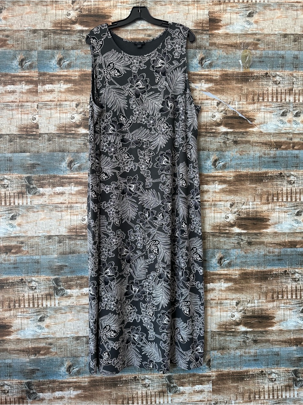 J. Jill Black Midi Dress with White Floral Outline